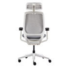 White PA Frame Swivel Office Chairs 3D Headrest Mesh Seating Swivel Office Chairs