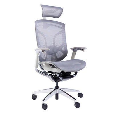 Grey Plastic Rotating Chair Comfort Water Fall Design 3D Support Headrest Mesh Office Chairs