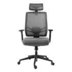 High Back Executive Office Chair 340mm With Headrest Full Grey Mesh Ergonomic